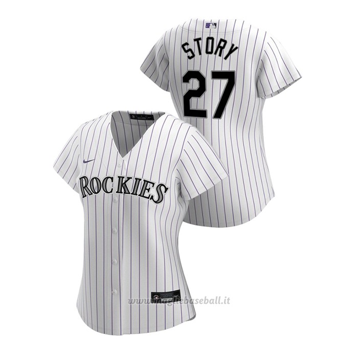 Maglia Baseball Donna Colorado Rockies Trevor Story 2020 Replica Primera Bianco